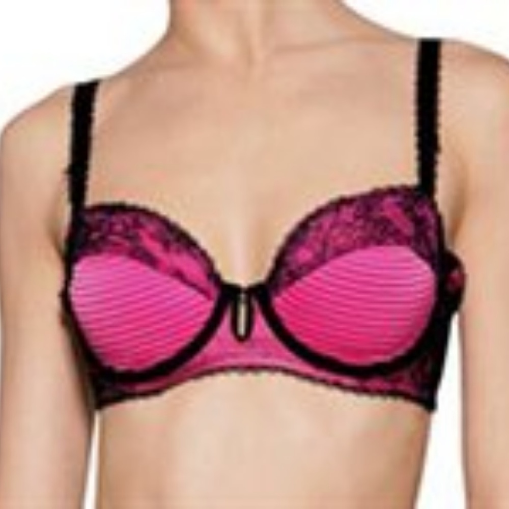 Dita Von Teese Parisienne Bra, Hot Pink/Black, 32D